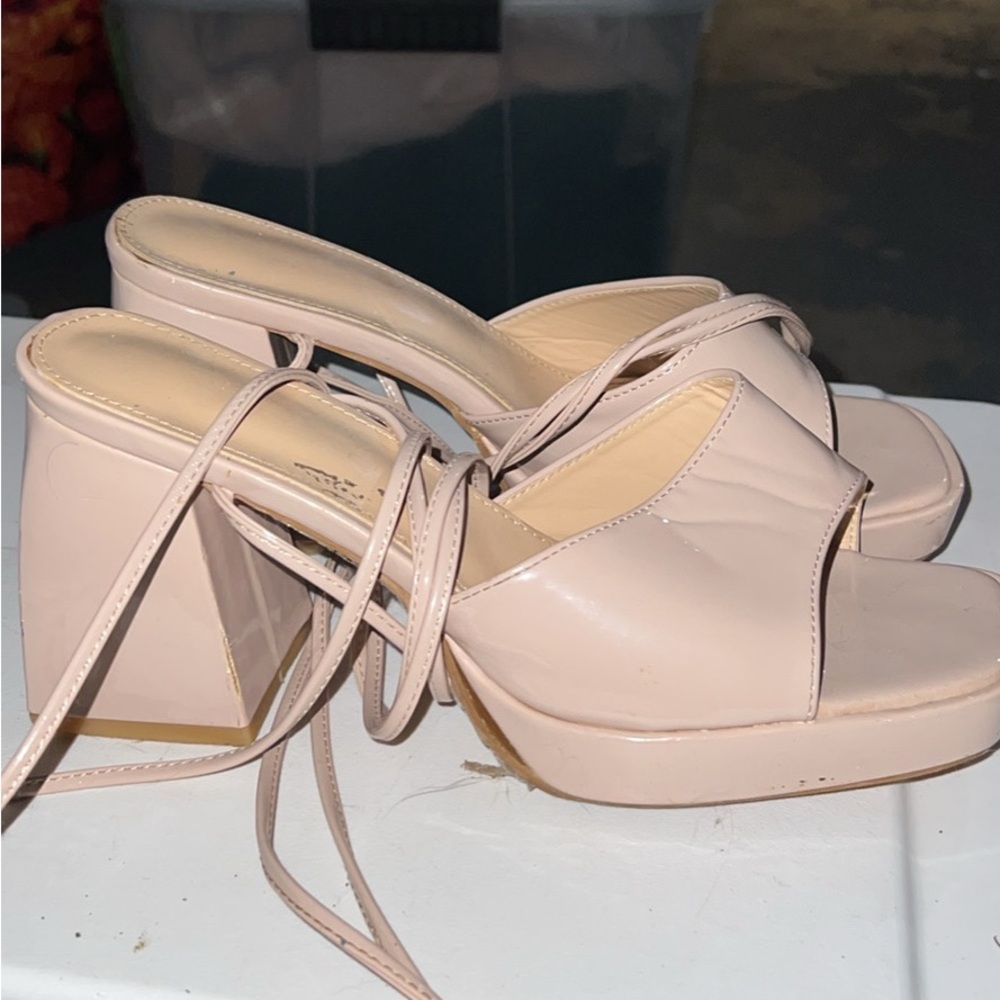 Elegant Nude Block Heel Sandals